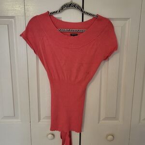 Maurices pink form fitting blouse ties in back